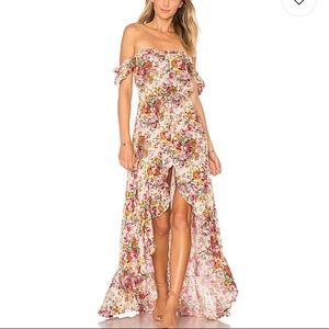 Romantic Floral Cap Sleeve High-Low Dress